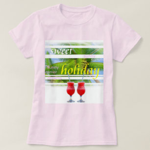 Bleek roze feestdag Palms Sky Modern Sjabloon T-shirt