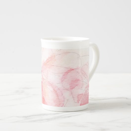 Bleek Roze Floral Bone China Mok (Voorkant rechts)