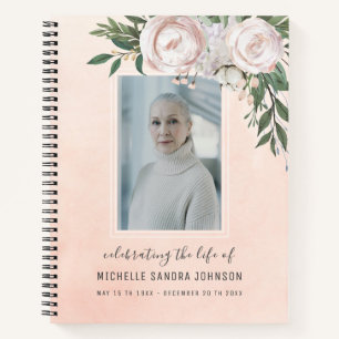 Bleek Roze Floral Foto Memorial Guest Book Notitieboek