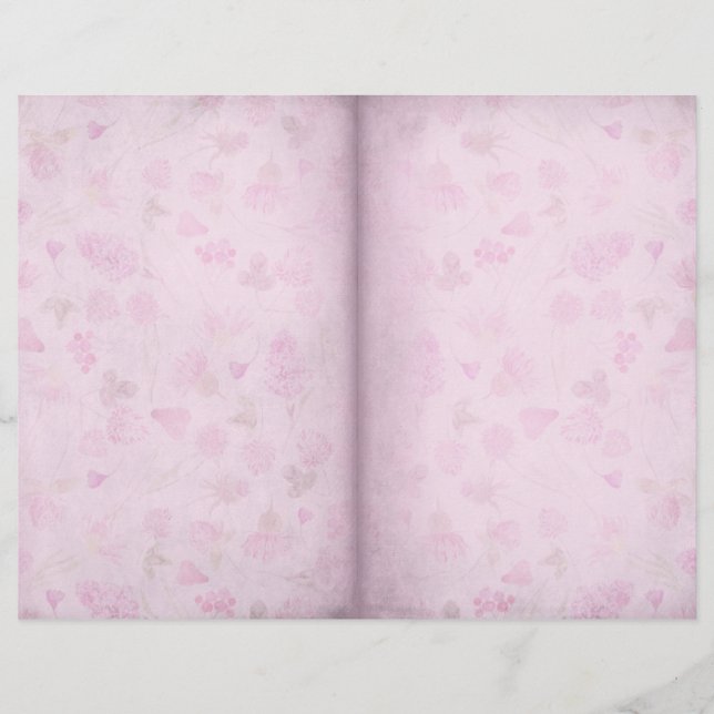Bleek Roze Floral Shabby Scrapbook Paper (Voorkant)