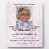 Bleek-roze foto Memorial Plaque Fotoplaat (Voorkant)