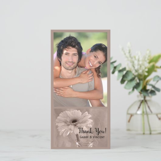 Bleek roze gekleurde Daisy Weddenschap Dank je Bedankkaart (Staand voorkant)