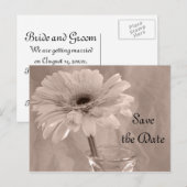 Bleek roze gekleurde Daisy Wedding Save the Date Aankondigingskaart (Voorkant / Achterkant)