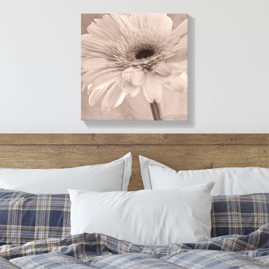 Bleek roze Gerber Daisy Flower Canvas Afdruk (Insitu (Slaapkamer))