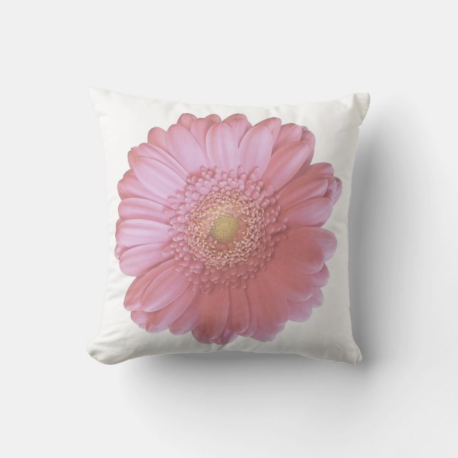 Bleek roze gerbera daisy kussen (Voorkant)