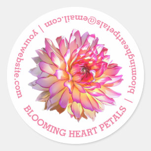 Bleek roze Giant Dahlia Business - Contactgegevens Ronde Sticker