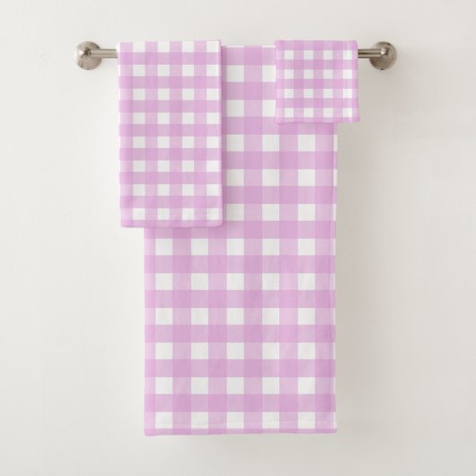 Bleek roze gingham bad handdoek (Insitu)