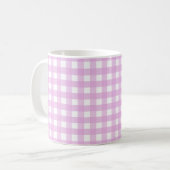 Bleek roze gingham koffiemok (Voorkant links)