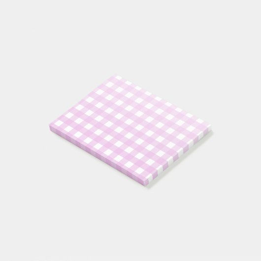 Bleek roze gingham post-it® notes (Schuin)