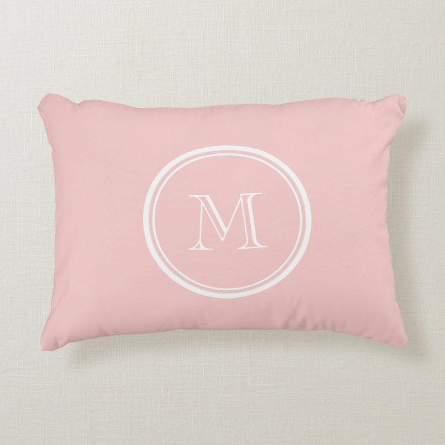 Bleek roze hoog gekleurd monogram decoratief kussen (Voorkant)