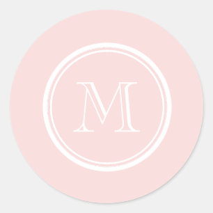 Bleek roze hoog gekleurd monogram ronde sticker