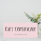 Bleek roze met handschrift Lettertype | Cadeaubon (Staand voorkant)