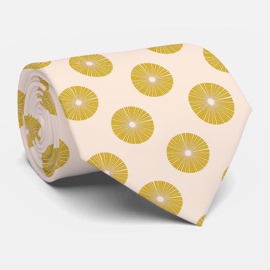 Bleek roze Mustard Gold Starburst Patroon Stropdas (Opgerold)