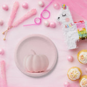 Bleek roze pompoenpapier bord (Feest)