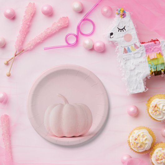 Bleek roze pompoenpapier bord (Feest)