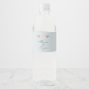 Bleek roze Romantisch Roos Waterfles Etiket