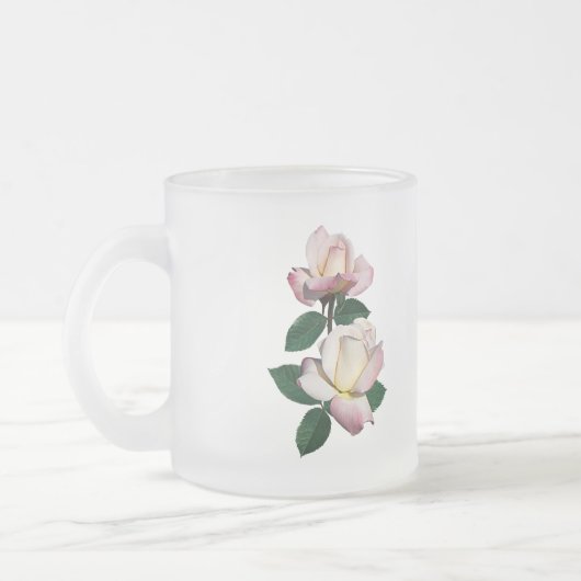 Bleek roze rosebuds variëteit Pristine Matglas Koffiemok (Links)