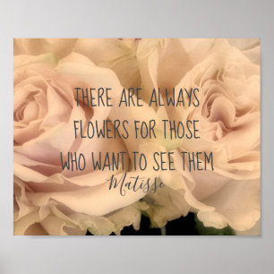 bleek roze rozen fotografie met Matisse quote Poster