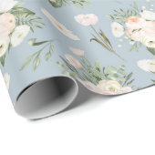 Bleek roze rozen op blauw cadeaupapier (Rol Hoek)