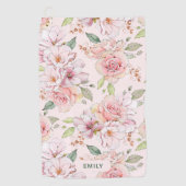 Bleek roze  rozen patroonmonogram golfhanddoek (Voorkant)