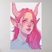 Bleek roze Tiefling Fantasy Poster (Voorkant)