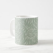 Bleek Sage Green Leaf Pattern Koffiemok (Voorkant links)