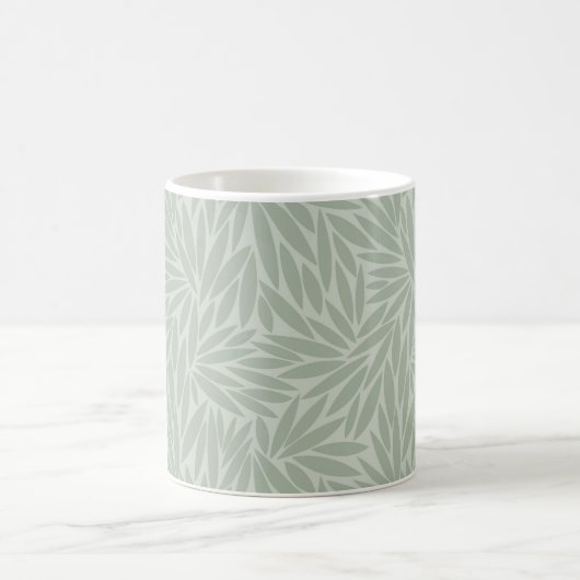 Bleek Sage Green Leaf Pattern Koffiemok (Center)