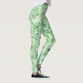 Bleek smaragd en pistache geplaveide patchwork leggings (Rechts)