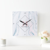 Bleek Tones Marble Stone Vierkante Klok (Huis)