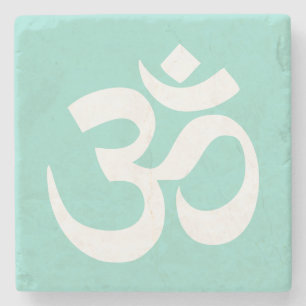 Bleek Turquoise en Witte Om Symbool Stenen Onderzetter