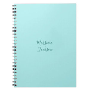 Bleek Turquoise Minimalistische Aangepaste Naam Notitieboek