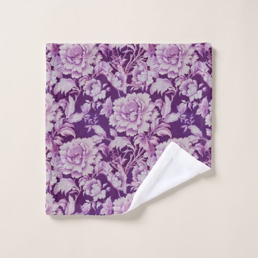 Bleek Wit/Violet herhaal roos Bad Handdoek (Wasdoekje)