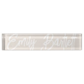 Bleek Zand Beige Oversize Handgeschreven Manuscrip Naambordje (Voorkant)