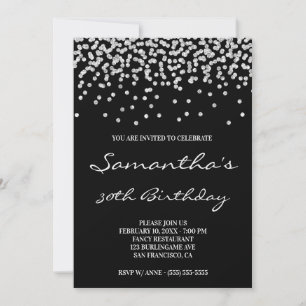 Bleek zilver Glitter Confetti Black Kaart