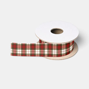 Bleekbeige en rode ruit lint