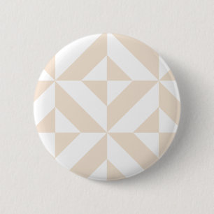 Bleekbeige geometrisch deco kubuspatroon ronde button 5,7 cm