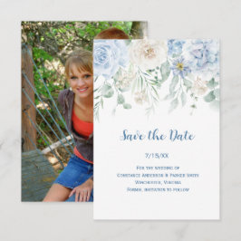 Bleekblauwe bloem foto save the date