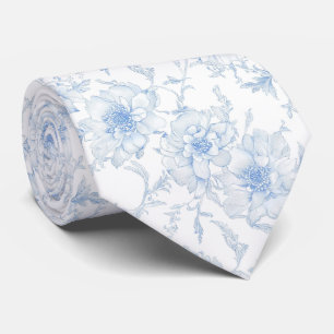 Bleekblauwe bloemen toile de jouy das