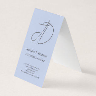 Bleekblauwe trendy klassieke monogram verticale visitekaartjes