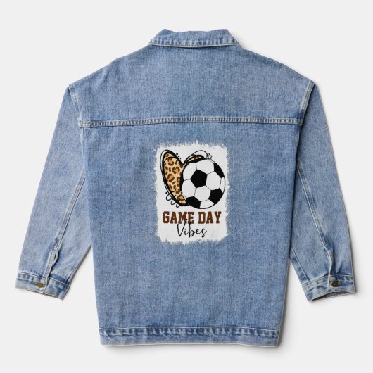 Bleekende voetbaldag Vibes Soccer Mam Day Denim Jacket (Achterkant)