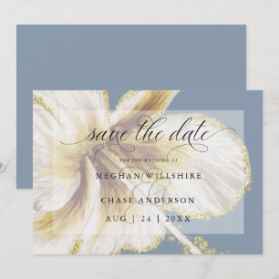 Bleekgele en ivoorkleurige tropische bloem aquarel save the date