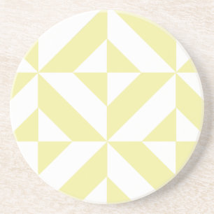 Bleekgele geometrische Deco Kubus Patroon Zandsteen Onderzetter