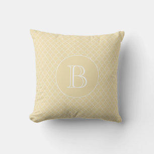 Bleekgele Quatrefoil Patroon Aangepaste Monogram Kussen