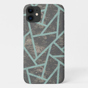 Bleekgroen en grijs mozaïekpatroon iPhone 11 hoesje
