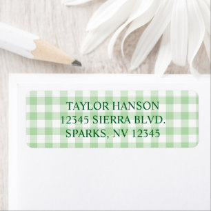 Bleekgroene Gingham Plaid Etiket