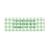 Bleekgroene Gingham Plaid Etiket (Voorkant)