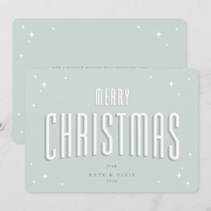 Bleekgroene Retro Sterren Kerstmis Plat Design Feestdagenkaart