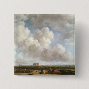 Bleekgrond Vierkante Button 5,1 Cm