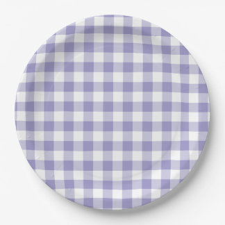 Bleekpaarse geruite gingham papieren bordje