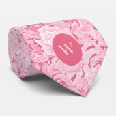 Bleekroze bloemige monogram stropdas (Opgerold)